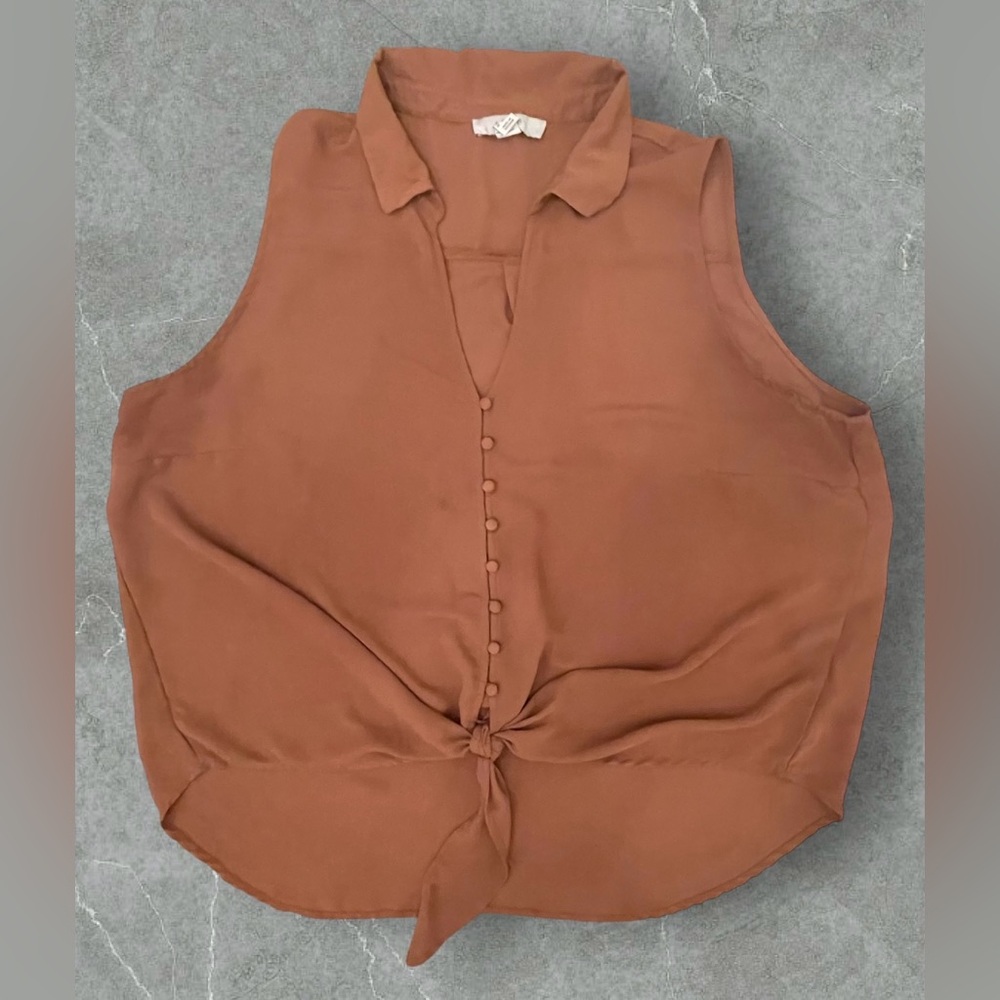 Forever 21 Brown Sleeveless Button-Up Top